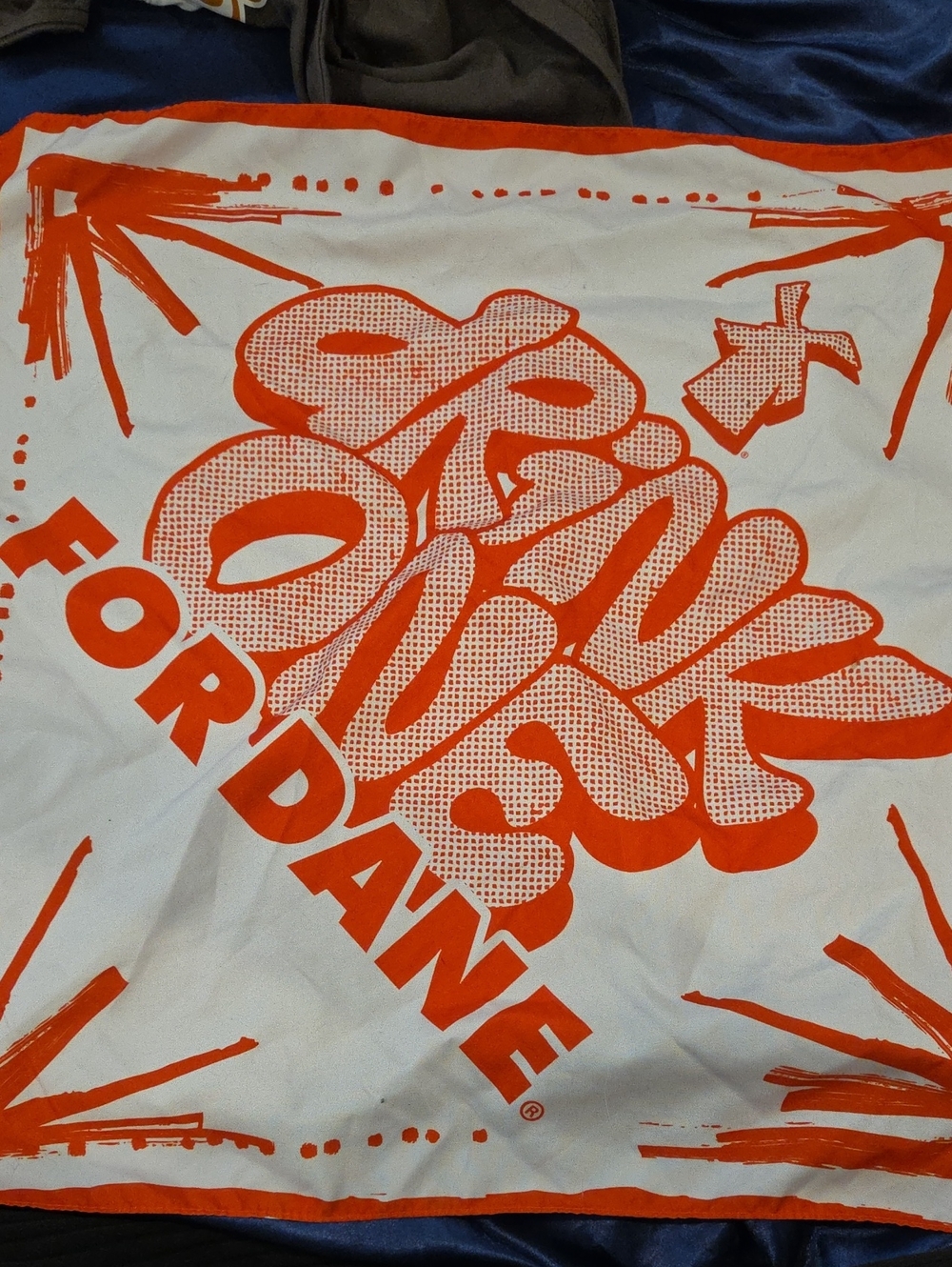 Dutch Bros Orange and White Graphic Bandana Drink One For Dane